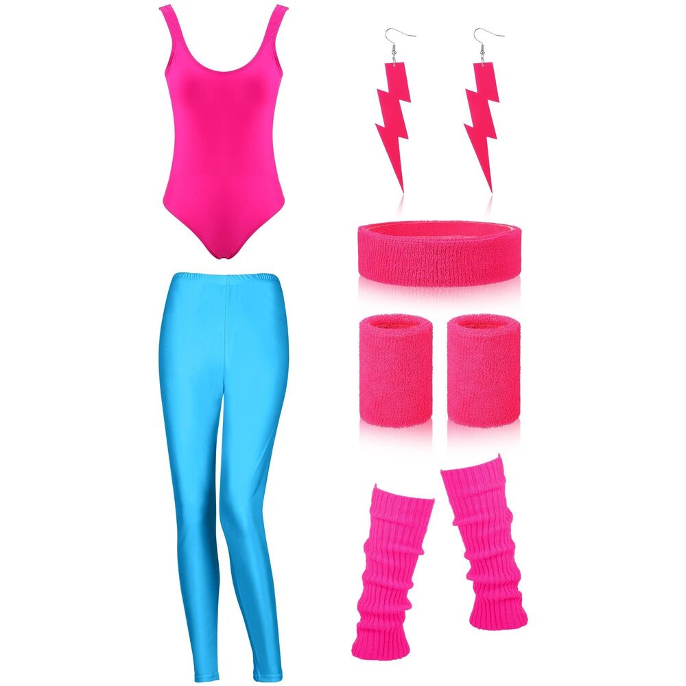 3261 80s 90s Workout Costume Outfit Accessoriess Set Leg